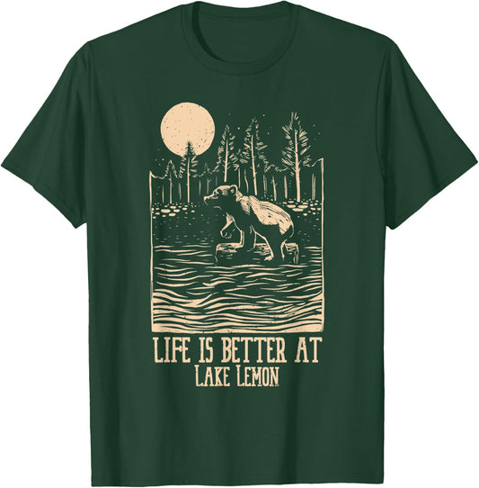 Life Is Better At Lake Lemon Kayaking And Pontooning T-Shirt - T-Shirt | Forest