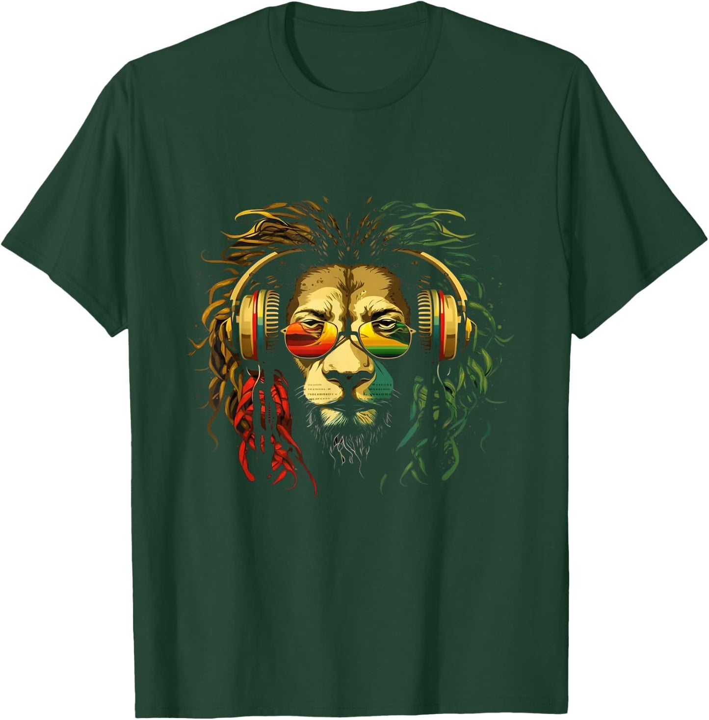 Rasta Reggae Lion Of Judah Jamaican Pride Rastafarian Lion T-Shirt - T-Shirt | Forest