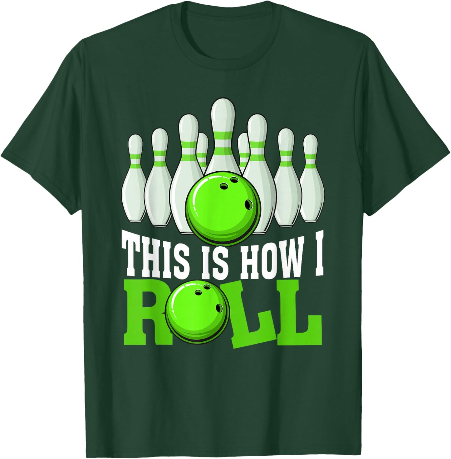 Funny Vintage Bowling Team Bowler Bowling Lover Boys Girls T-Shirt - T-Shirt | Forest