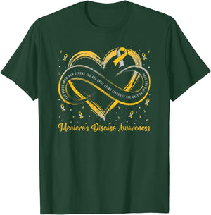 Menieres Disease Awareness Ribbon Heart Rare Disease T-Shirt - T-Shirt | Forest