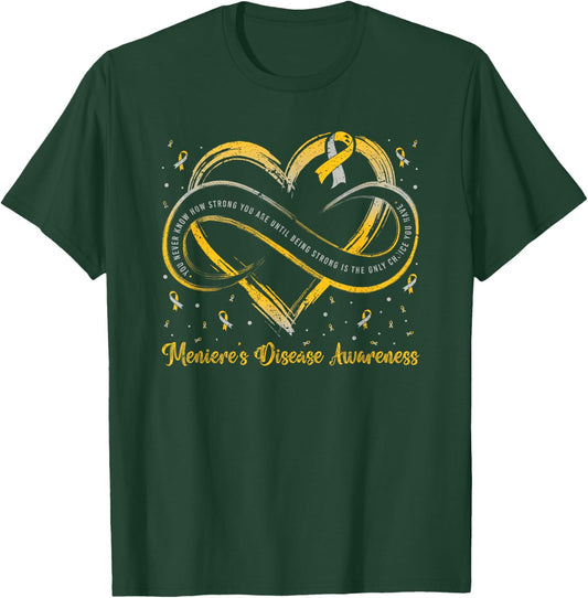 Menieres Disease Awareness Ribbon Heart Rare Disease T-Shirt - T-Shirt | Forest