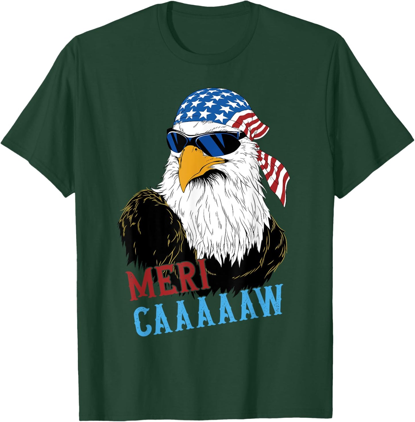 mericaaaaaw Eagle Mullet 4th Of July USA American Flag T-Shirt - T-Shirt | Forest