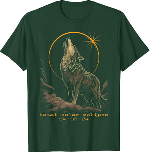 2024 Total Solar Eclipse April 8 Wolf T-Shirt - T-Shirt | Forest