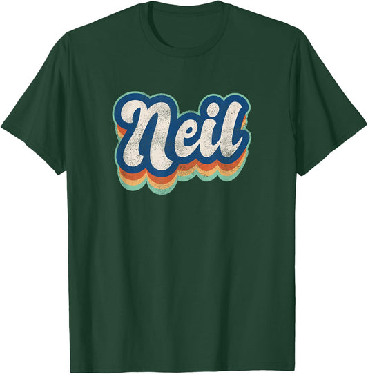 Neil First Name Boy Vintage Style 70s 80s Personalized T-Shirt - T-Shirt | Forest