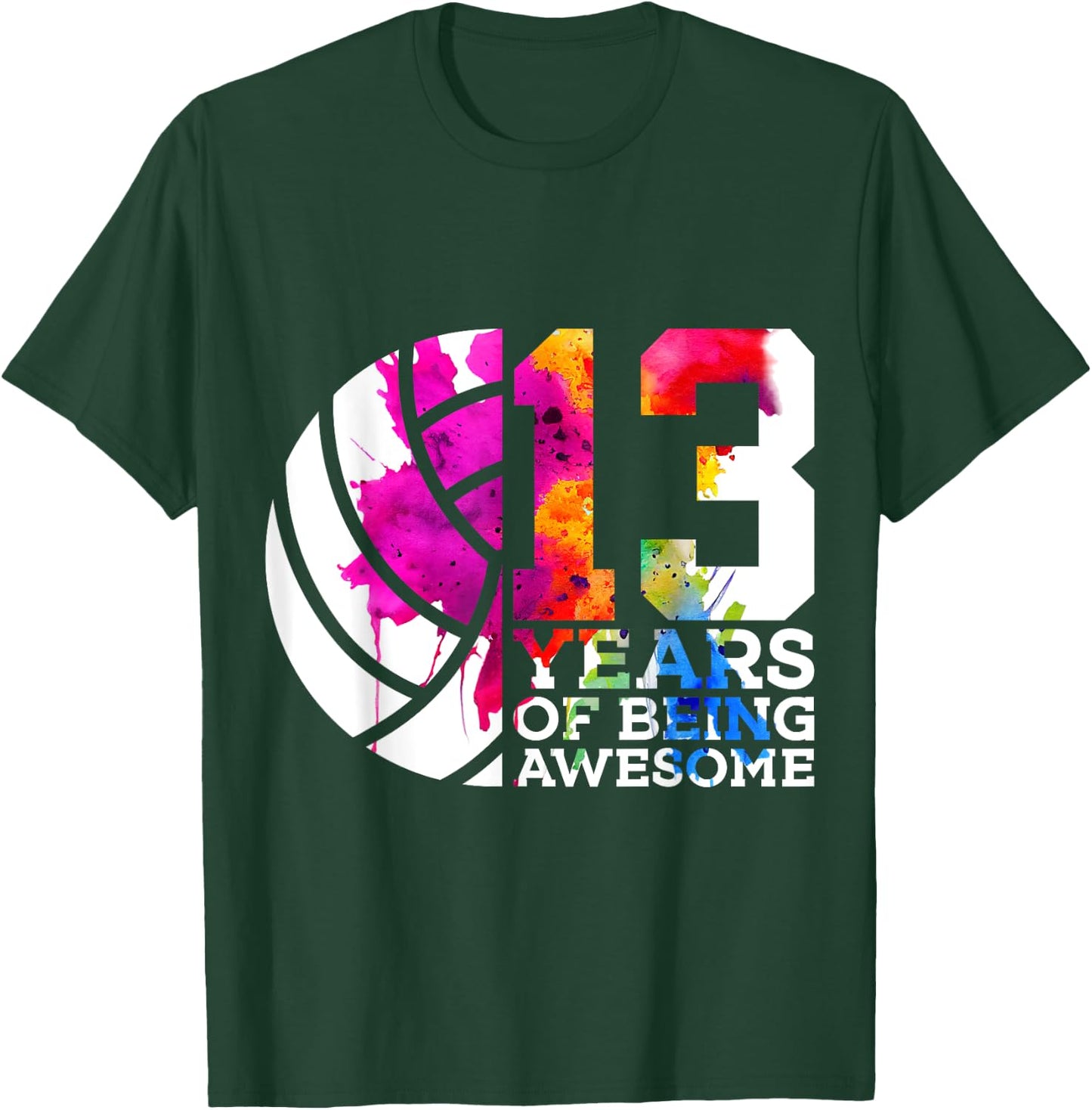 13 Years of Being Awesome Volleyball 13th Birthday T-Shirt - T-Shirt | Forest
