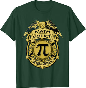 Math Police Badge To Add And Subtract T-Shirt - T-Shirt | Forest