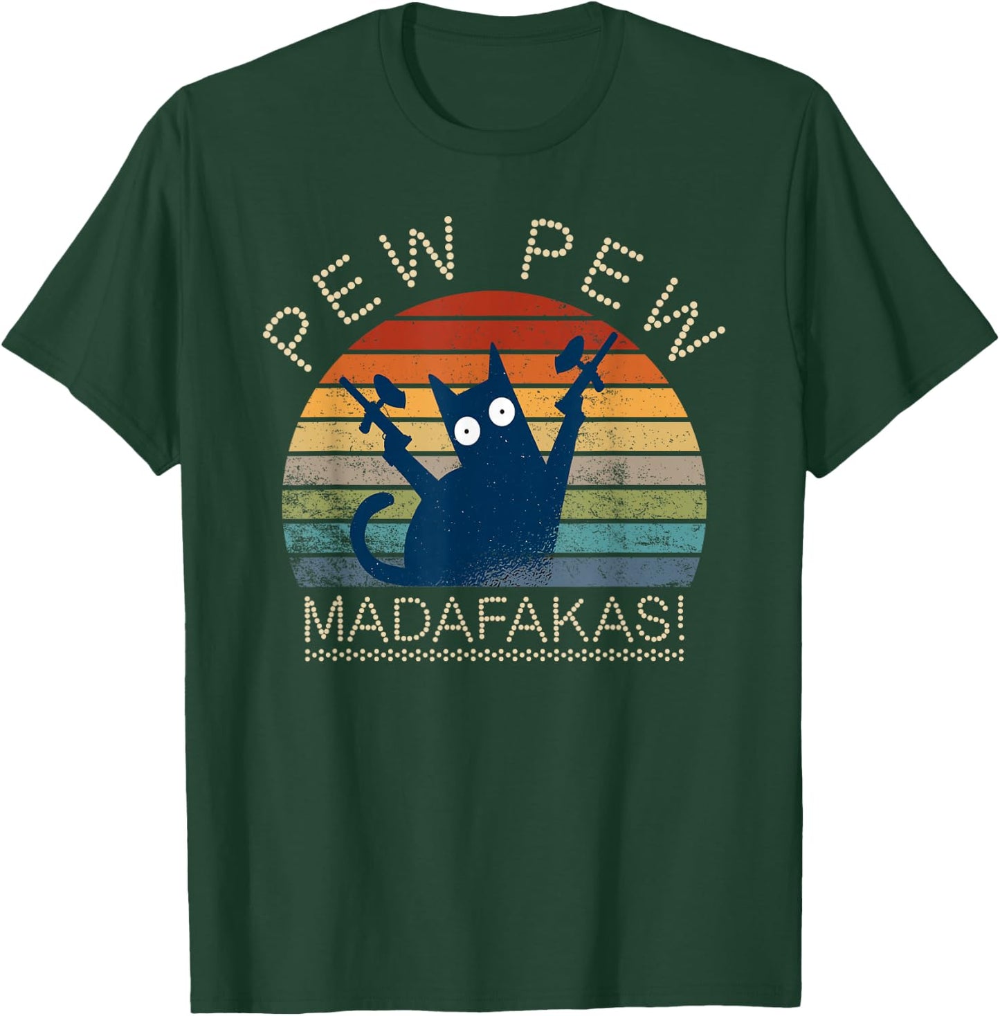 Paintball Cat Pew Pew Madafakas Crazy Cat Funny Paintball T-Shirt - T-Shirt | Forest
