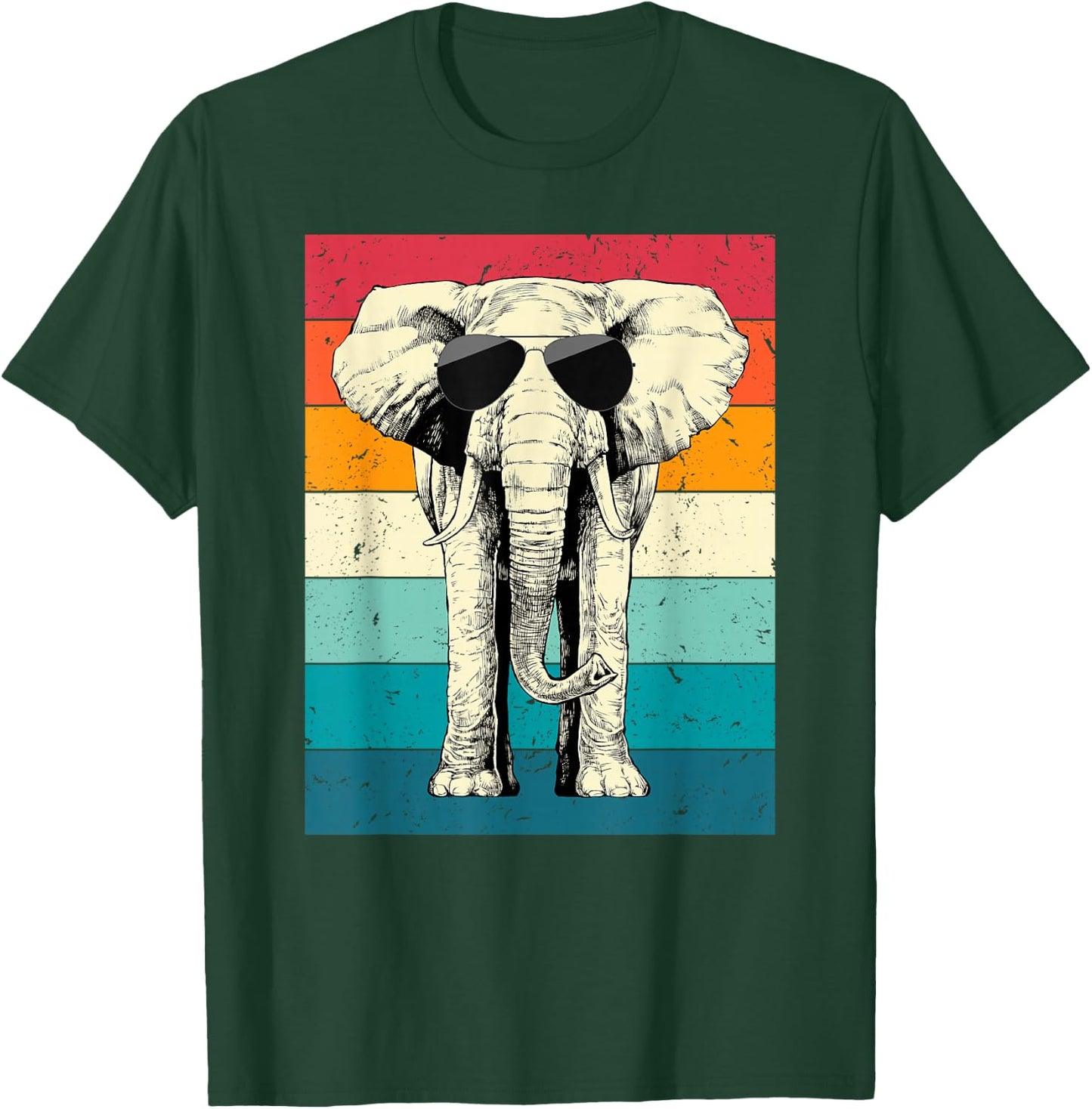 Retro Vintage Elephant with Sunglasses Wild Animal Lovers T-Shirt - T-Shirt | Forest