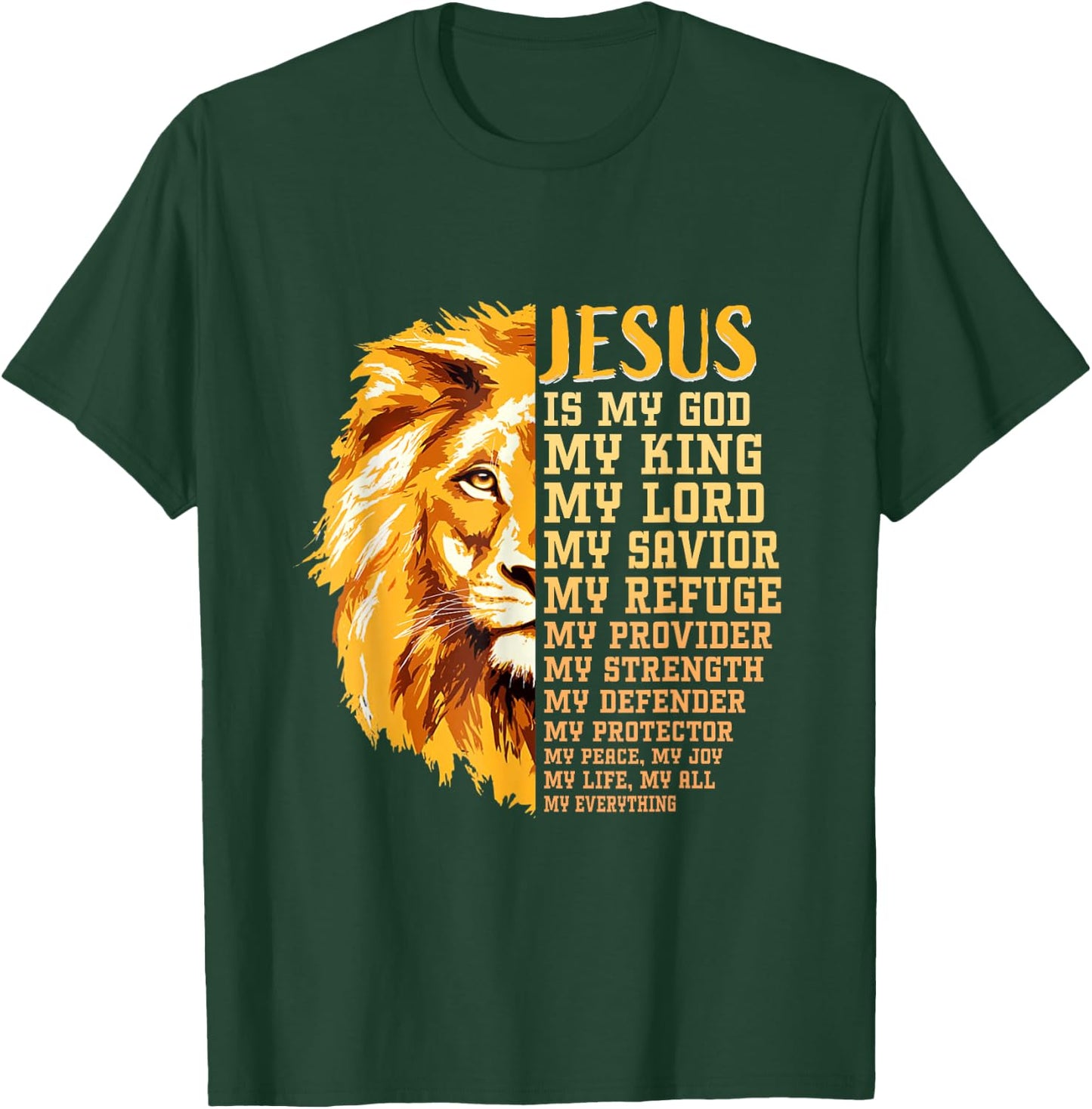 Jesus Is My God My King Black History Month BLM Melanin Lion T-Shirt - T-Shirt | Forest