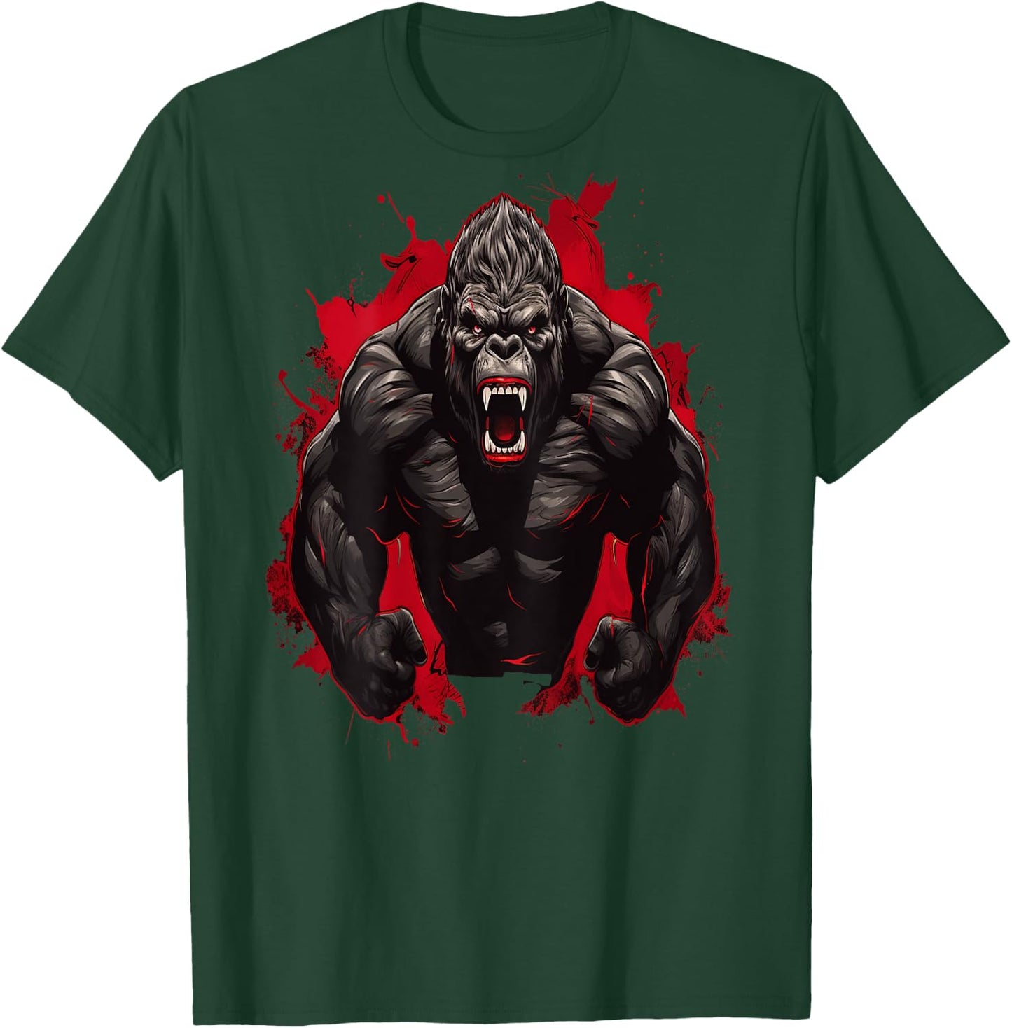Gorilla Bodybuilding Workout Backprint Gym T-Shirt - T-Shirt | Forest