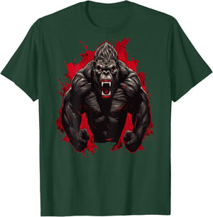 Gorilla Bodybuilding Workout Backprint Gym T-Shirt - T-Shirt | Forest