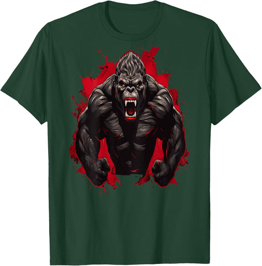 Gorilla Bodybuilding Workout Backprint Gym T-Shirt - T-Shirt | Forest