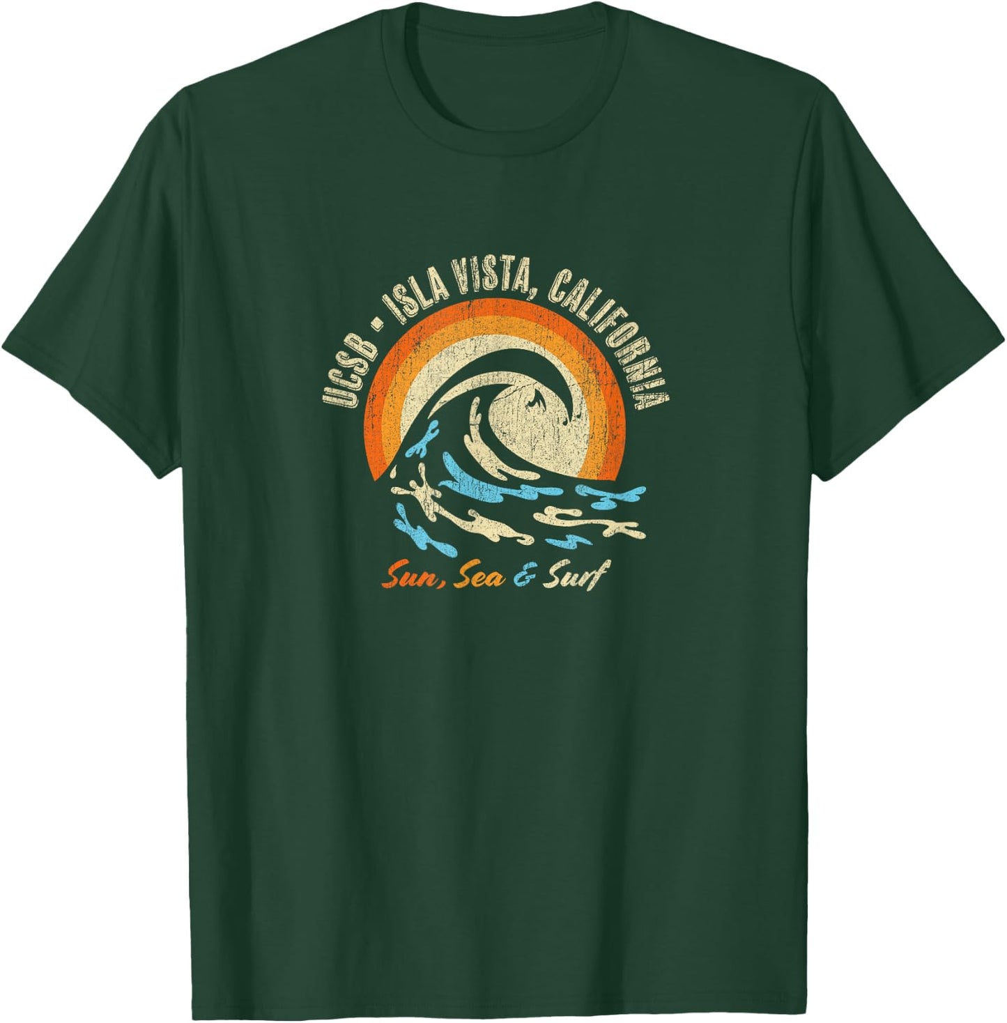 Vintage Retro Surf Style Isla Vista College Apparel T-Shirt - T-Shirt | Forest