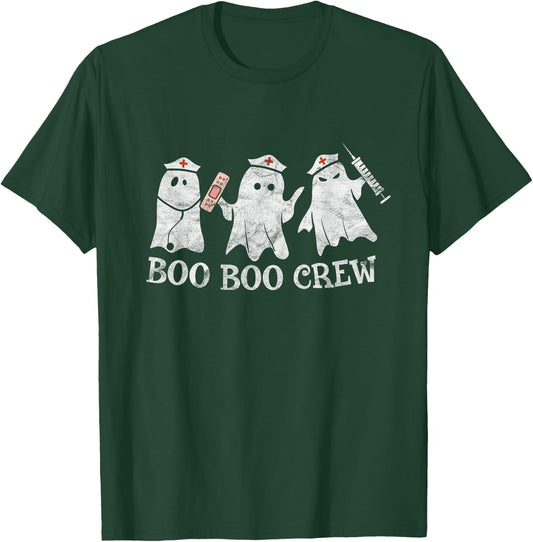 Vintage School ER RN ICU Halloween Ghost Boo Boo Crew Nurse T-Shirt - T-Shirt | Forest