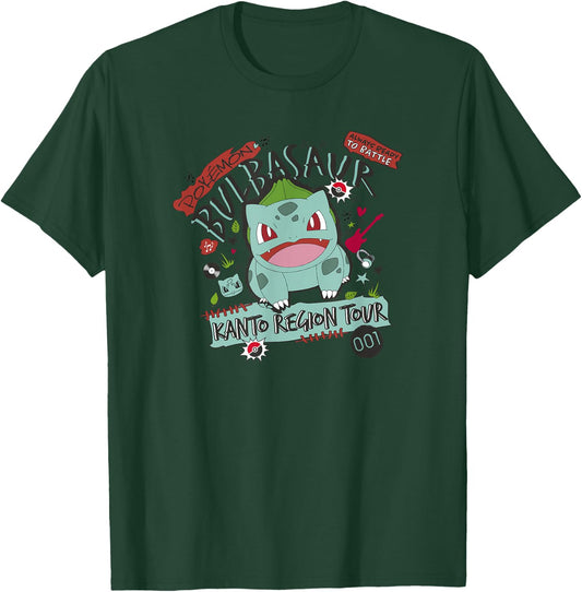 Pokémon Bulbasaur 001 Kanto Region Tour Music Poster T-Shirt - T-Shirt | Forest