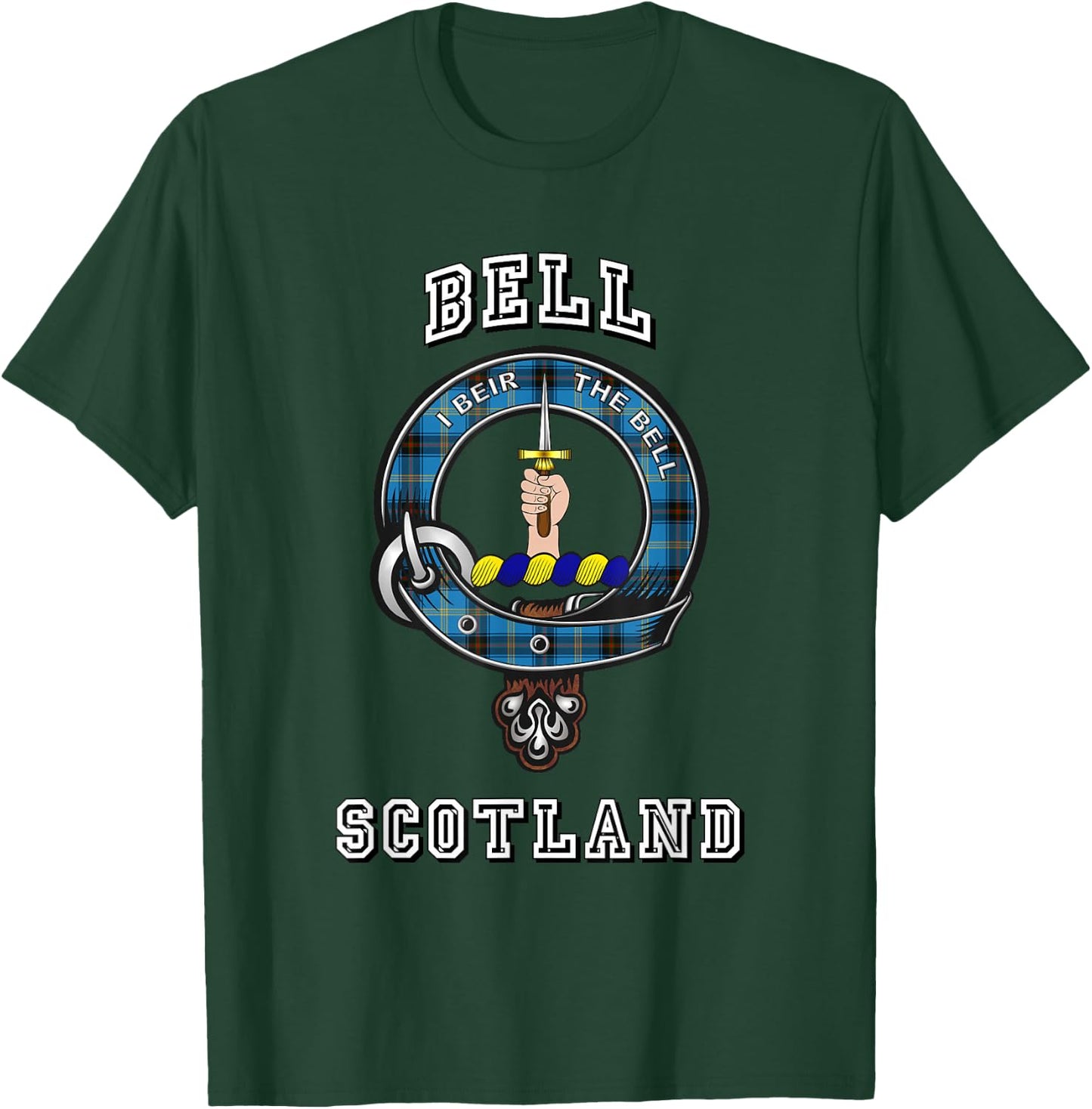 Bell Tartan Clan Badge Athletic Style T-Shirt - T-Shirt | Forest