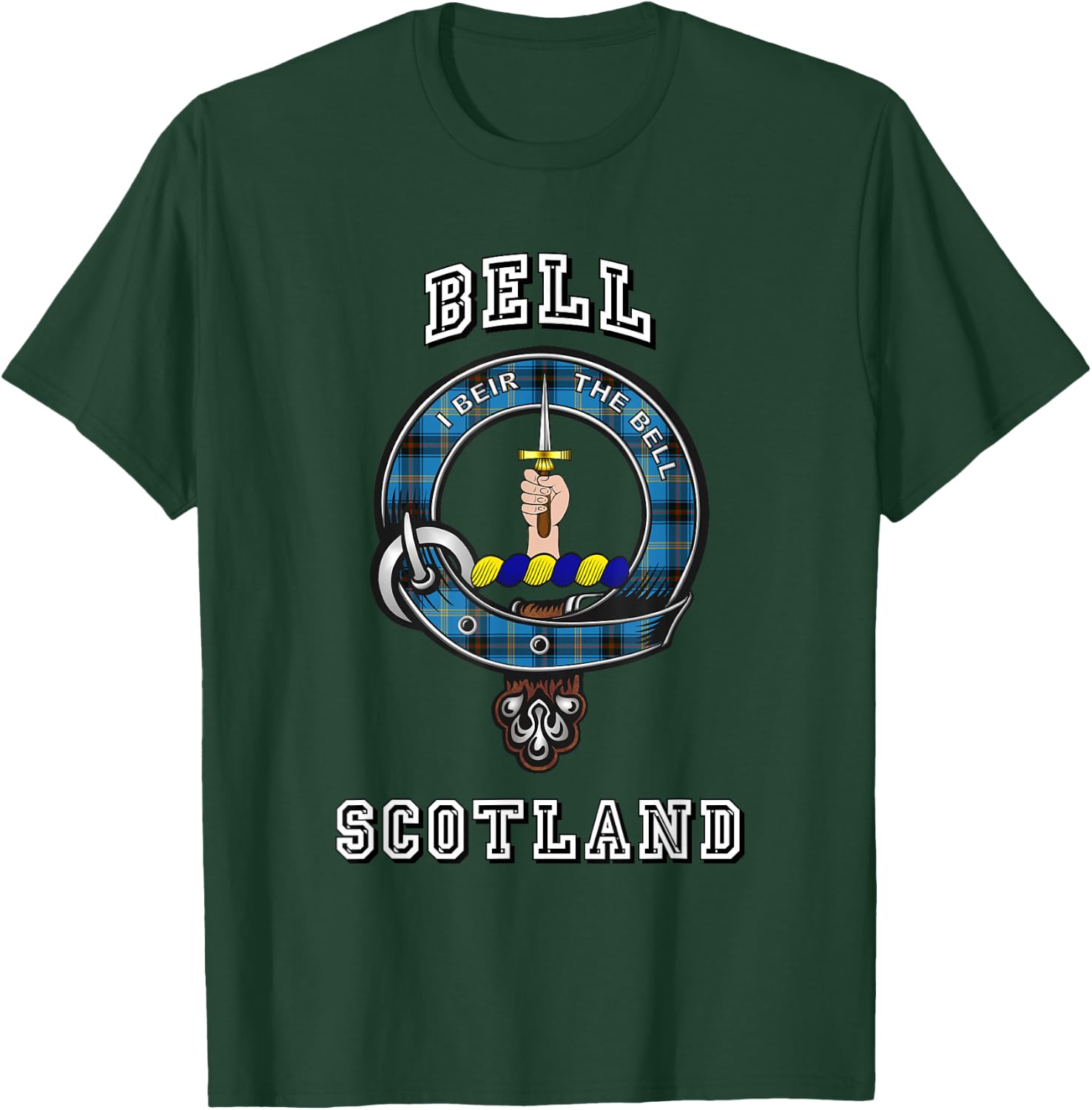 Bell Tartan Clan Badge Athletic Style T-Shirt - T-Shirt | Forest