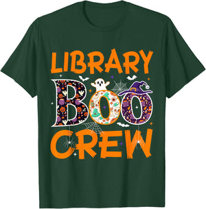 Library Boo Crew Book Lovers Funny Halloween Library Ghost T-Shirt - T-Shirt | Forest