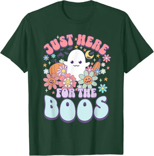 Just Here For The Boos Funny Halloween Cute Ghost Graphic T-Shirt - T-Shirt | Forest