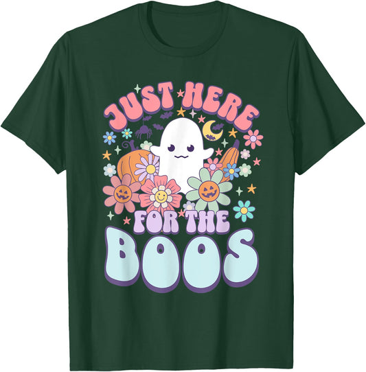Just Here For The Boos Funny Halloween Cute Ghost Graphic T-Shirt - T-Shirt | Forest