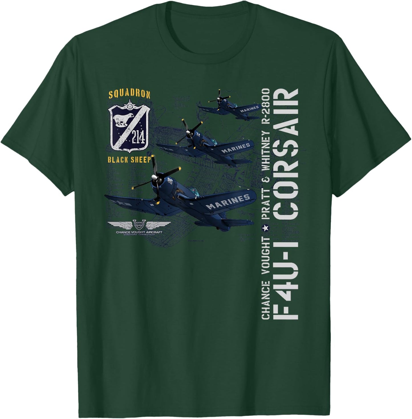 WWII AVIATION APPAREL F4U-1 CORSAIR (214) - -Adults and Kids - Blue - Small T-Shirt - T-Shirt | Forest