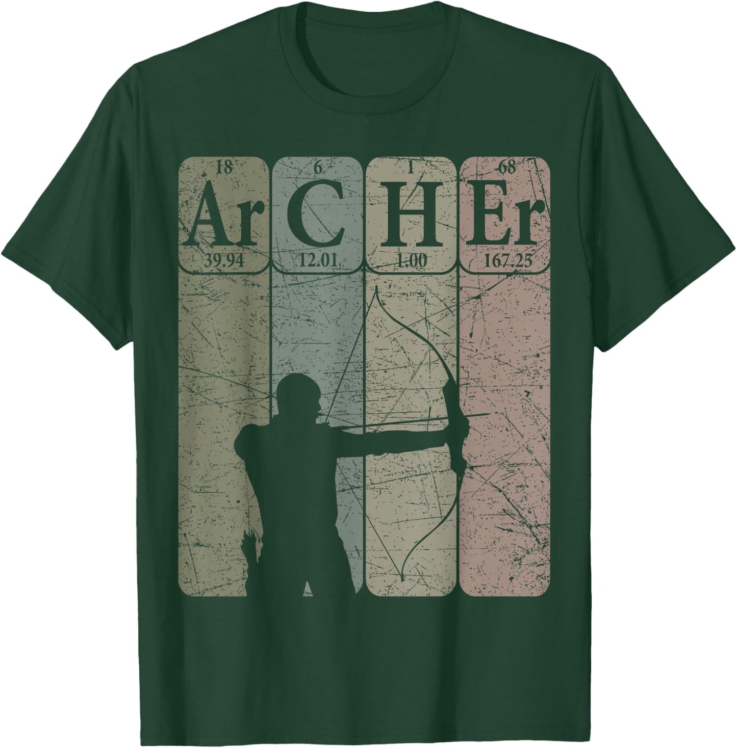 Archer Periodic Table Elements Bow Hunting Archery Vintage T-Shirt - T-Shirt | Forest