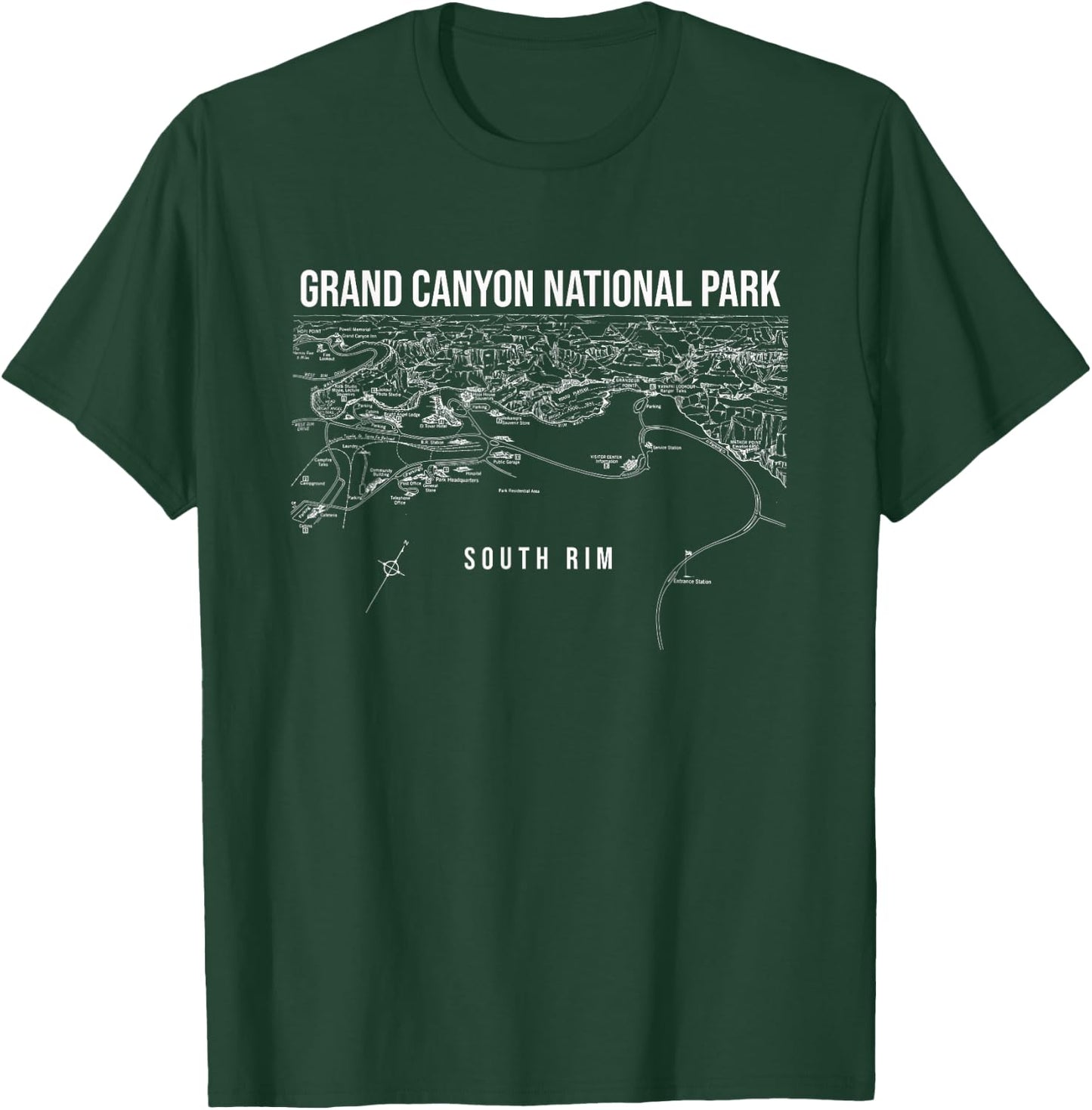 Grand Canyon National Park South Rim Map T-Shirt - T-Shirt | Forest
