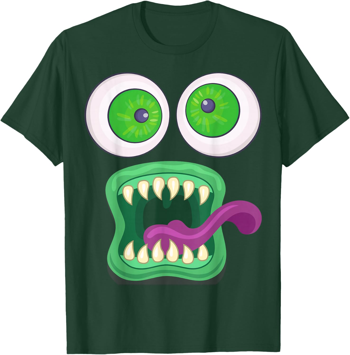 Men's Women's Big Eyes Monster Face Halloween Costume T-Shirt - T-Shirt | Forest