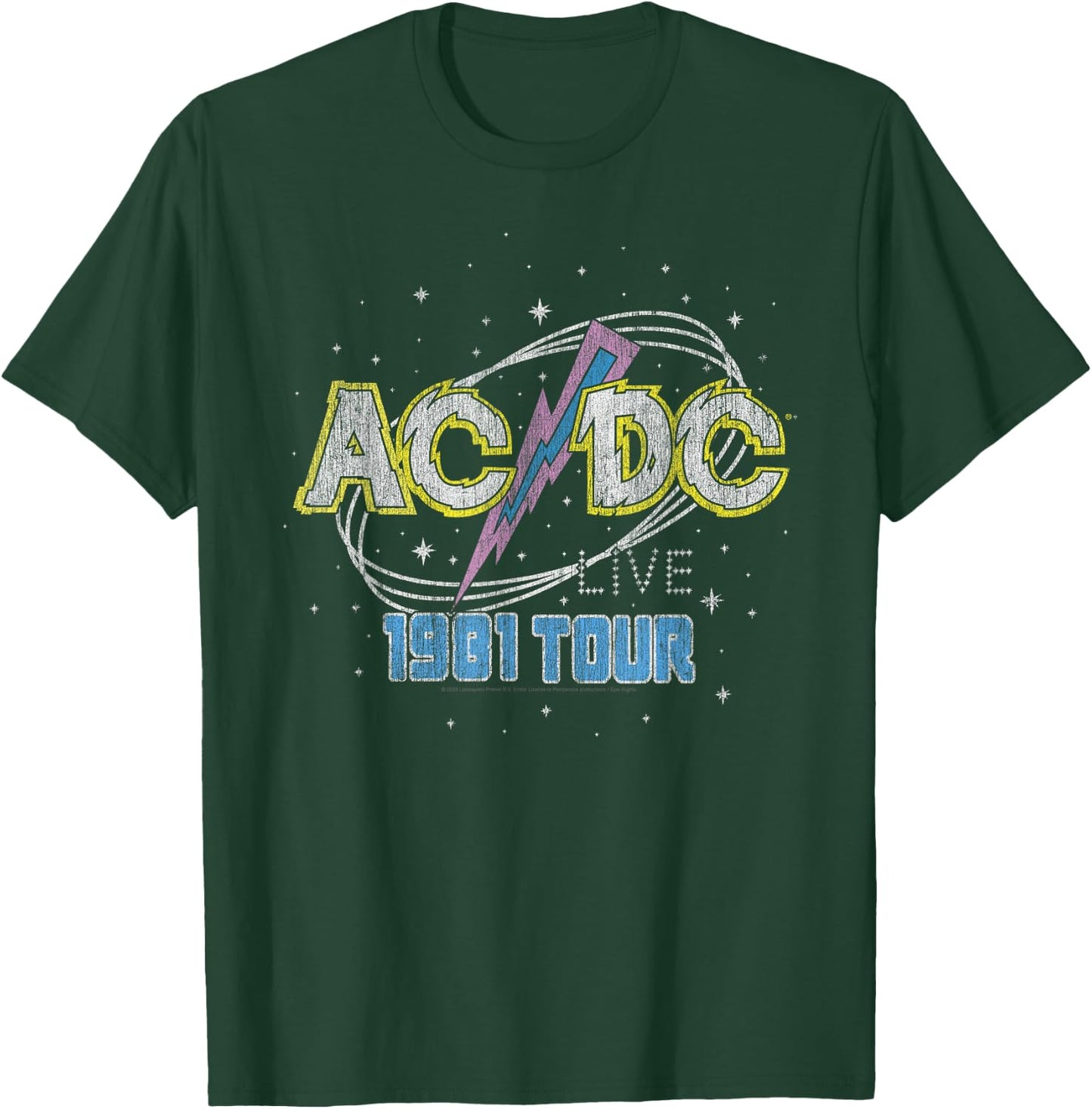 Official AC/DC 1981 Live World Tour Retro Logo T-Shirt - T-Shirt | Forest