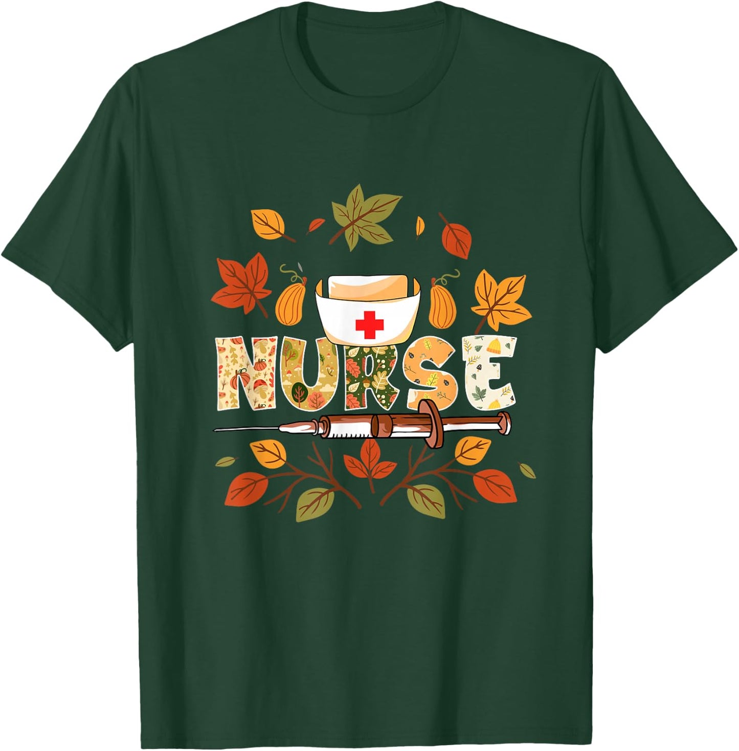 Autumn Fall Outfit Nurse Thankful Grateful Blessed T-Shirt - T-Shirt | Forest