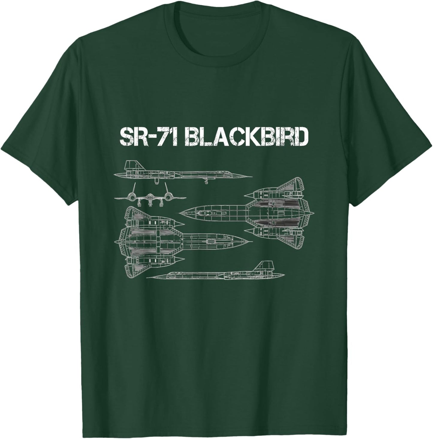 SR-71 Blackbird Blueprint Air Force Military Jet T-Shirt - T-Shirt | Forest