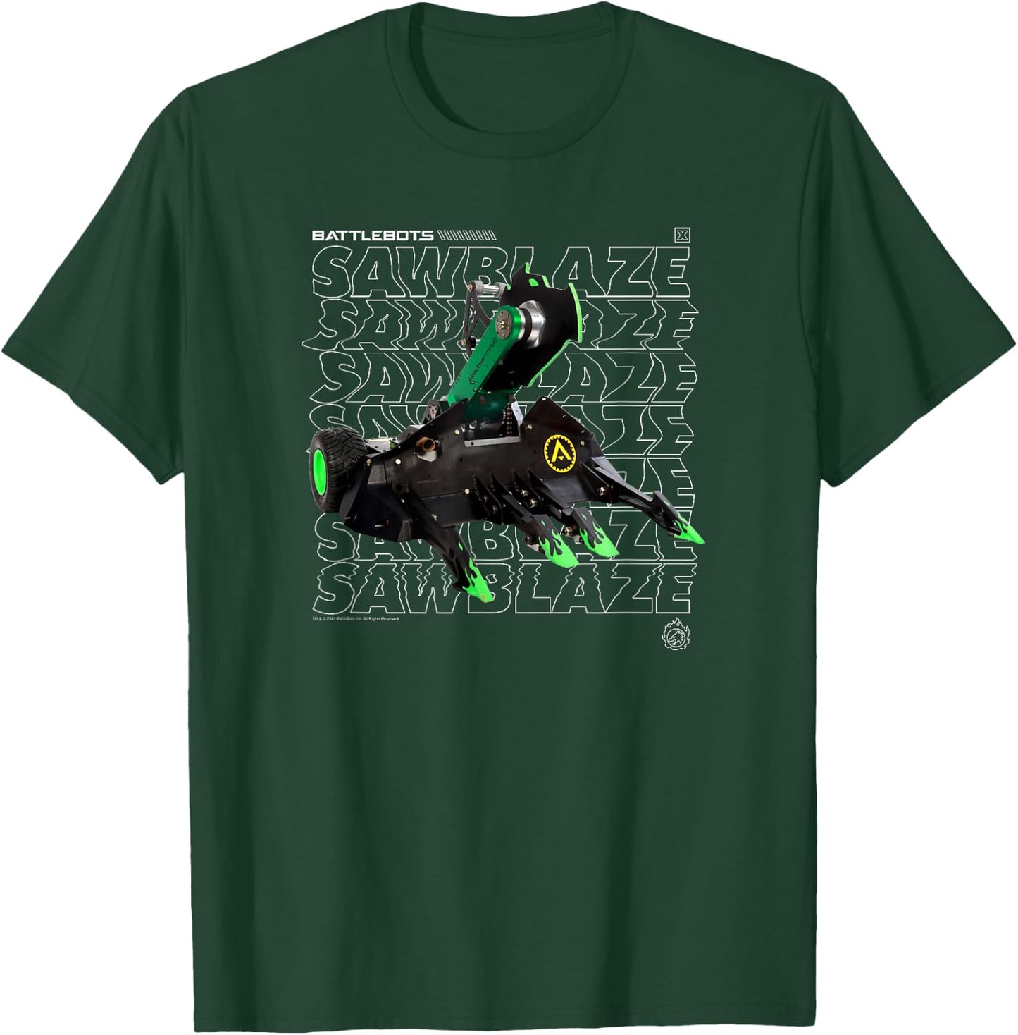 BattleBots SawBlaze Robot Logo Stack T-Shirt - T-Shirt | Forest