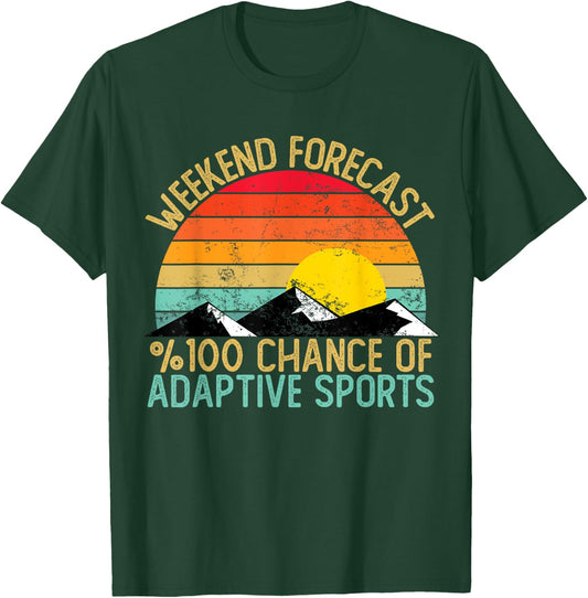 Weekend Forecast Adaptive Sports Shirts Funny Retro T-Shirt - T-Shirt | Forest