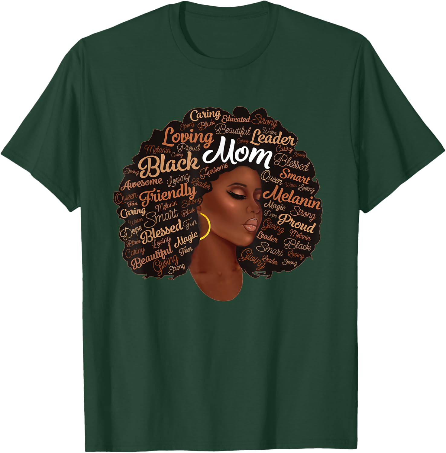 Melanin Black Queen Mom African Woman Afro Mother’s Day T-Shirt - T-Shirt | Forest