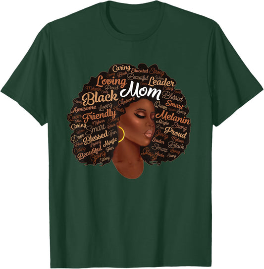 Melanin Black Queen Mom African Woman Afro Mother’s Day T-Shirt - T-Shirt | Forest