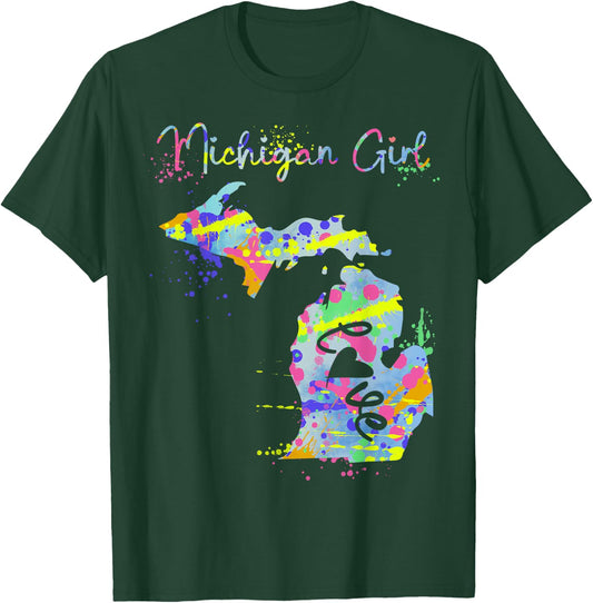 Michiganian Michigan Girl Great Lakes State Proud Yooper T-Shirt - T-Shirt | Forest