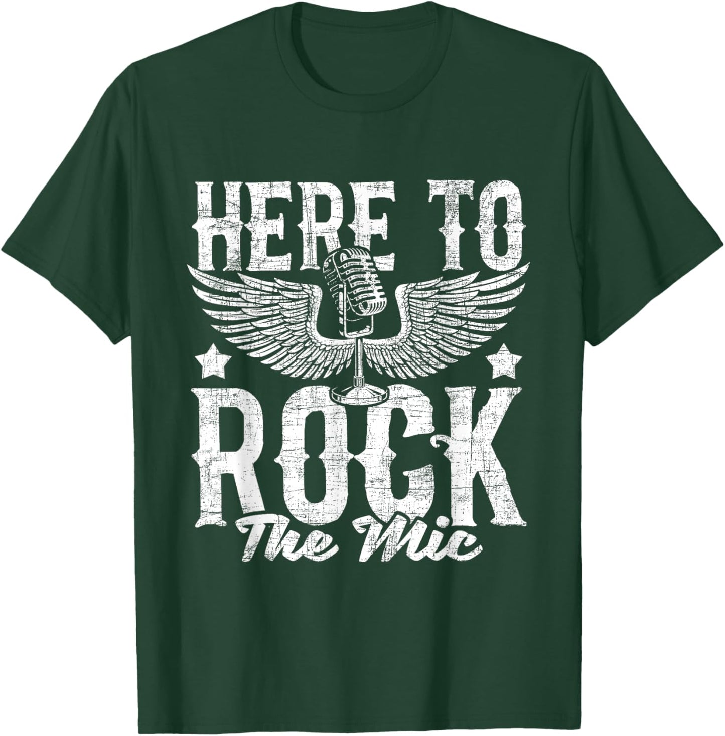 Here To Rock The Mic - Karaoke Champion Music Lover Musician T-Shirt - T-Shirt | Forest