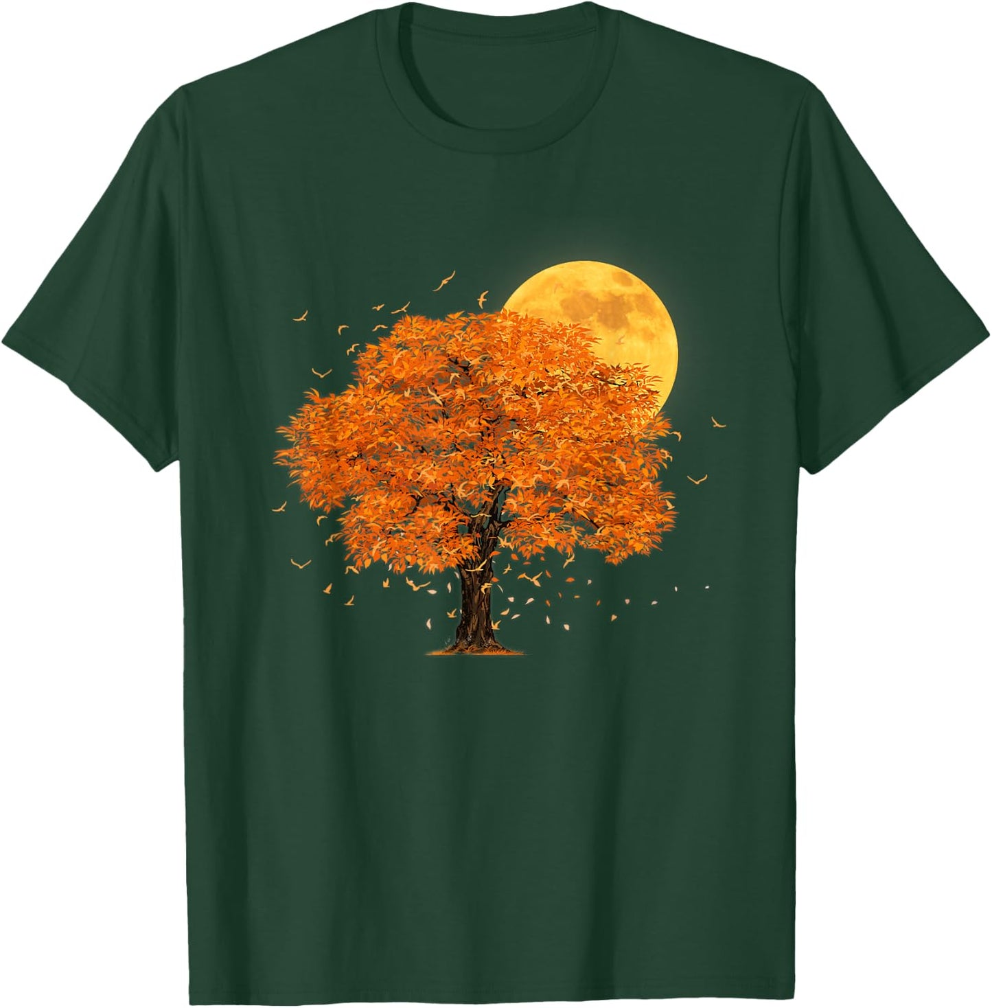 Full Moon Flock Of Birds Tree Outdoor Wildlife Nature Forest T-Shirt - T-Shirt | Forest