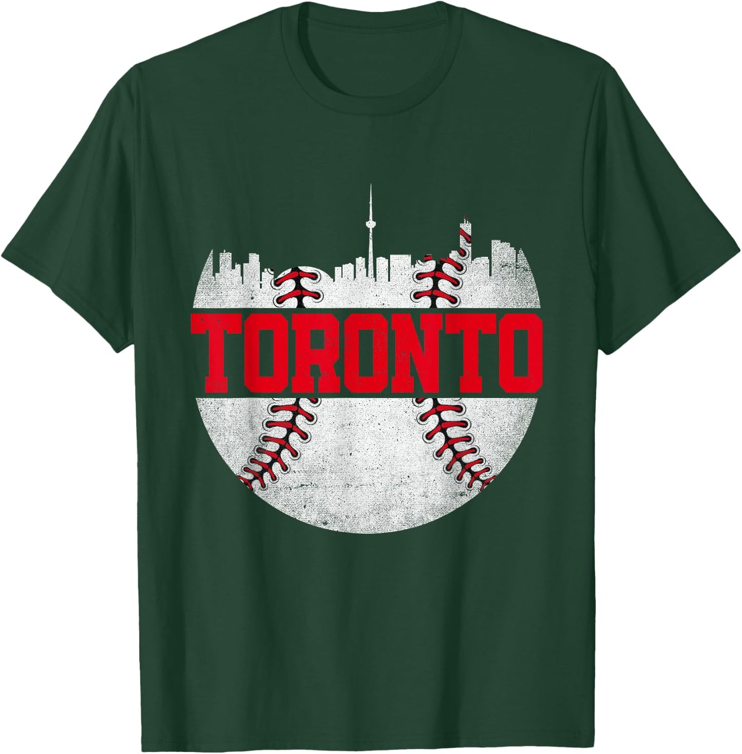 Toronto Baseball Cityscape Distressed Graphic Men Women T-Shirt - T-Shirt | Forest