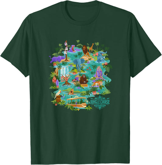Disney Jungle Cruise Explore The Rivers Of The World Map T-Shirt - T-Shirt | Forest