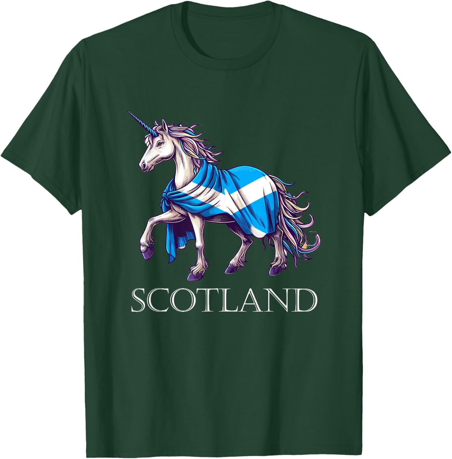 Scottish Pride Scotland Unicorn Scotland Flag Saltire T-Shirt - T-Shirt | Forest