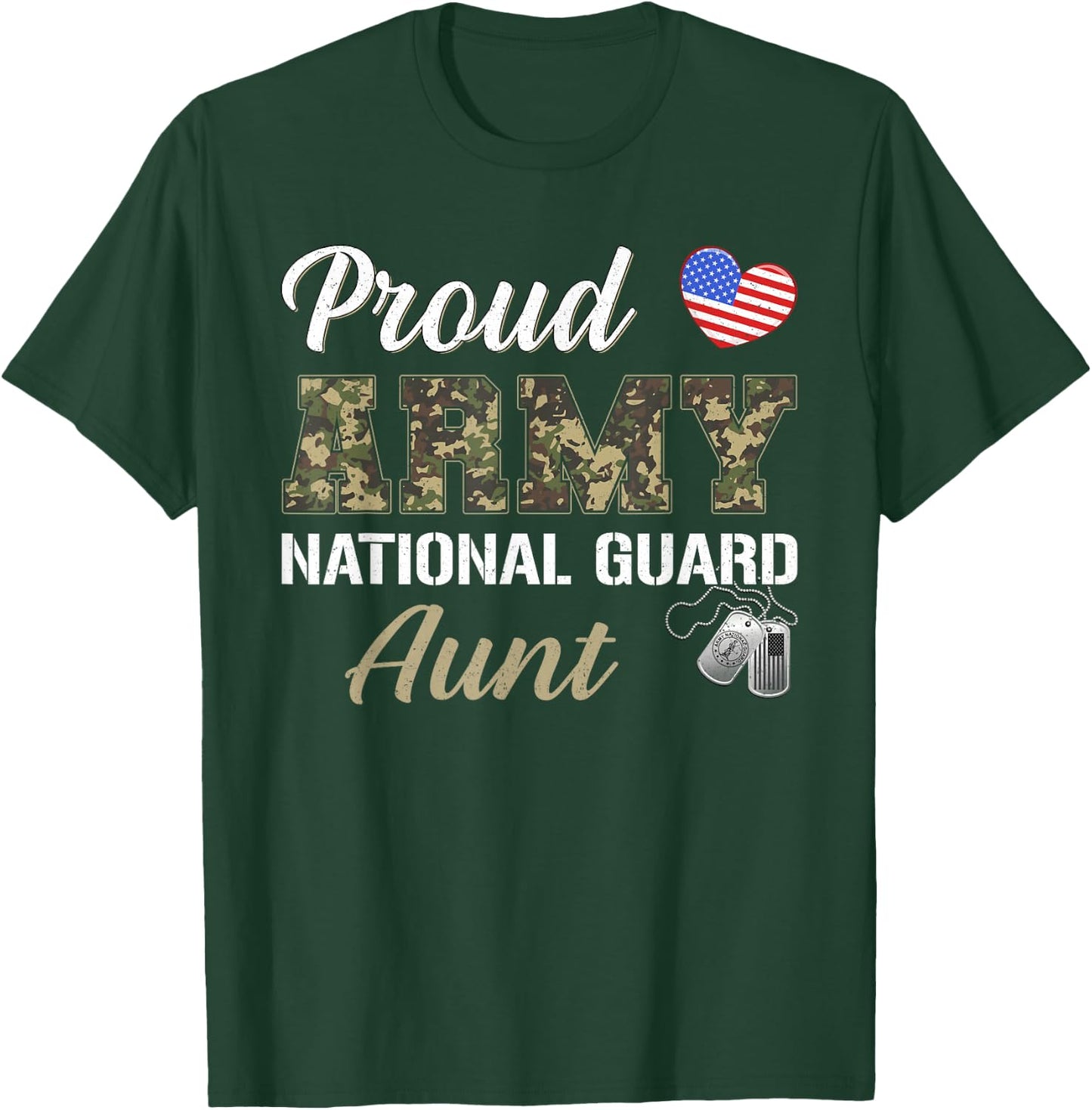 Retro Proud Army National Guard Aunt Military Pride Costume T-Shirt - T-Shirt | Forest