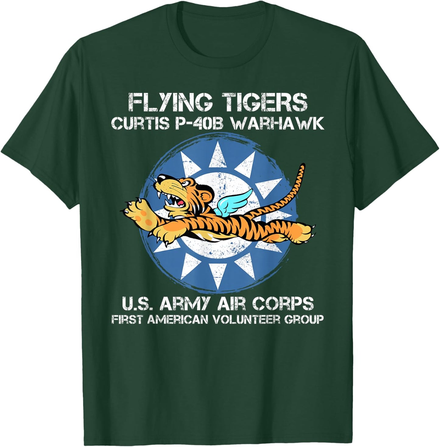 Flying Tigers Curtis P-40B Warhawk World War 2 Airplane T-Shirt - T-Shirt | Forest