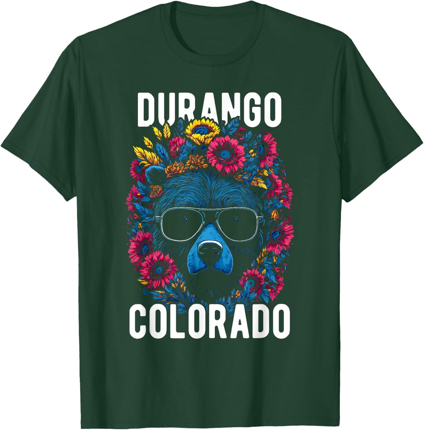 Durango Colorado USA Fun Bear with Flowers Design T-Shirt - T-Shirt | Forest