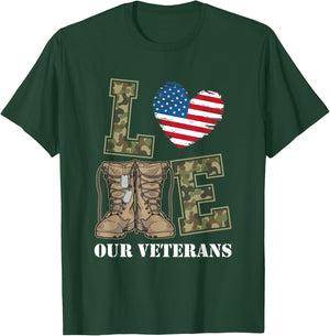 I Love Our American Military Veterans T-Shirt - T-Shirt | Forest