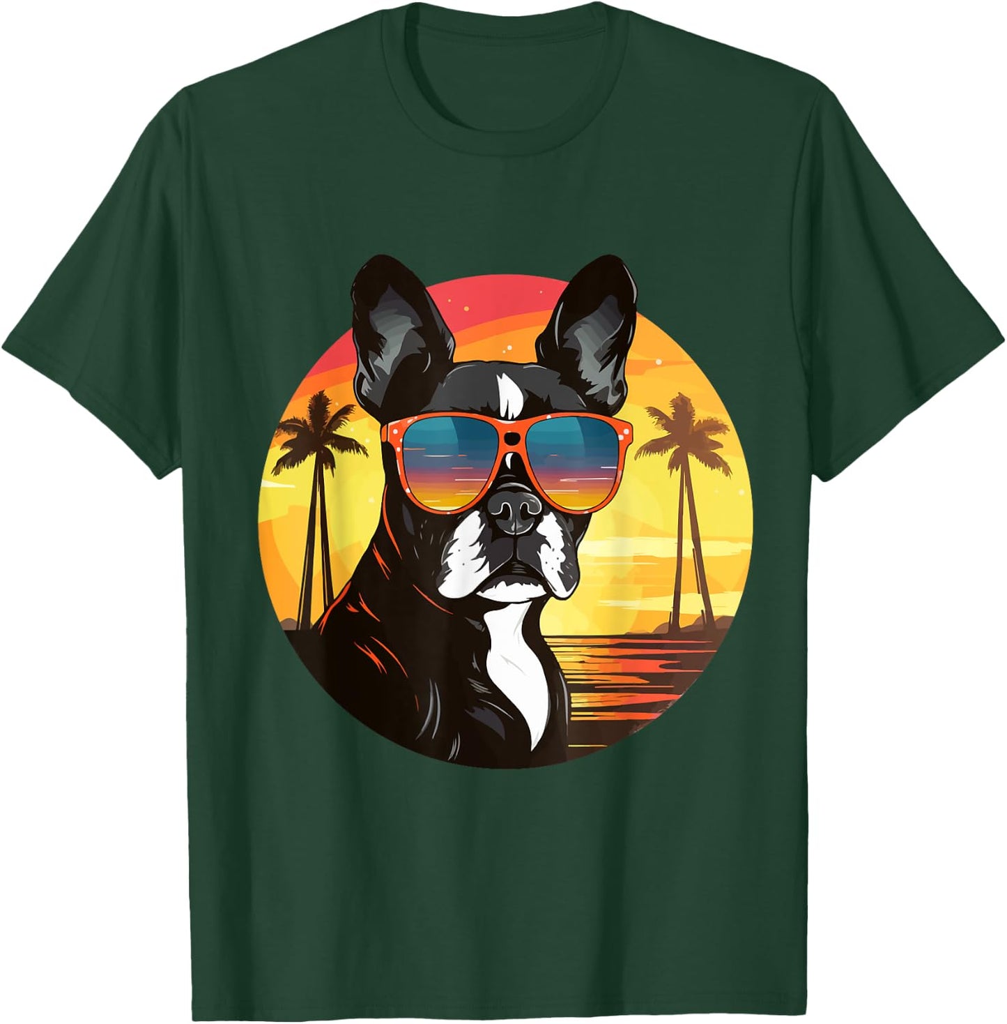 Boston Terrier Bostie Dog Breed Pet with Sunglasses Women Kids T-Shirt - T-Shirt | Forest