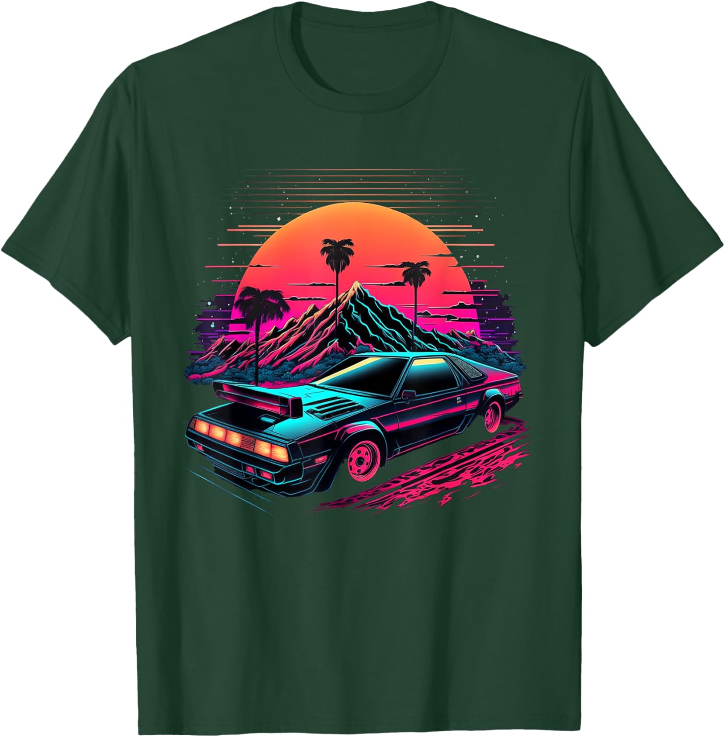 Japanese Retro Futuristic Synthwave Car Racing JDM Tuning T-Shirt - T-Shirt | Forest