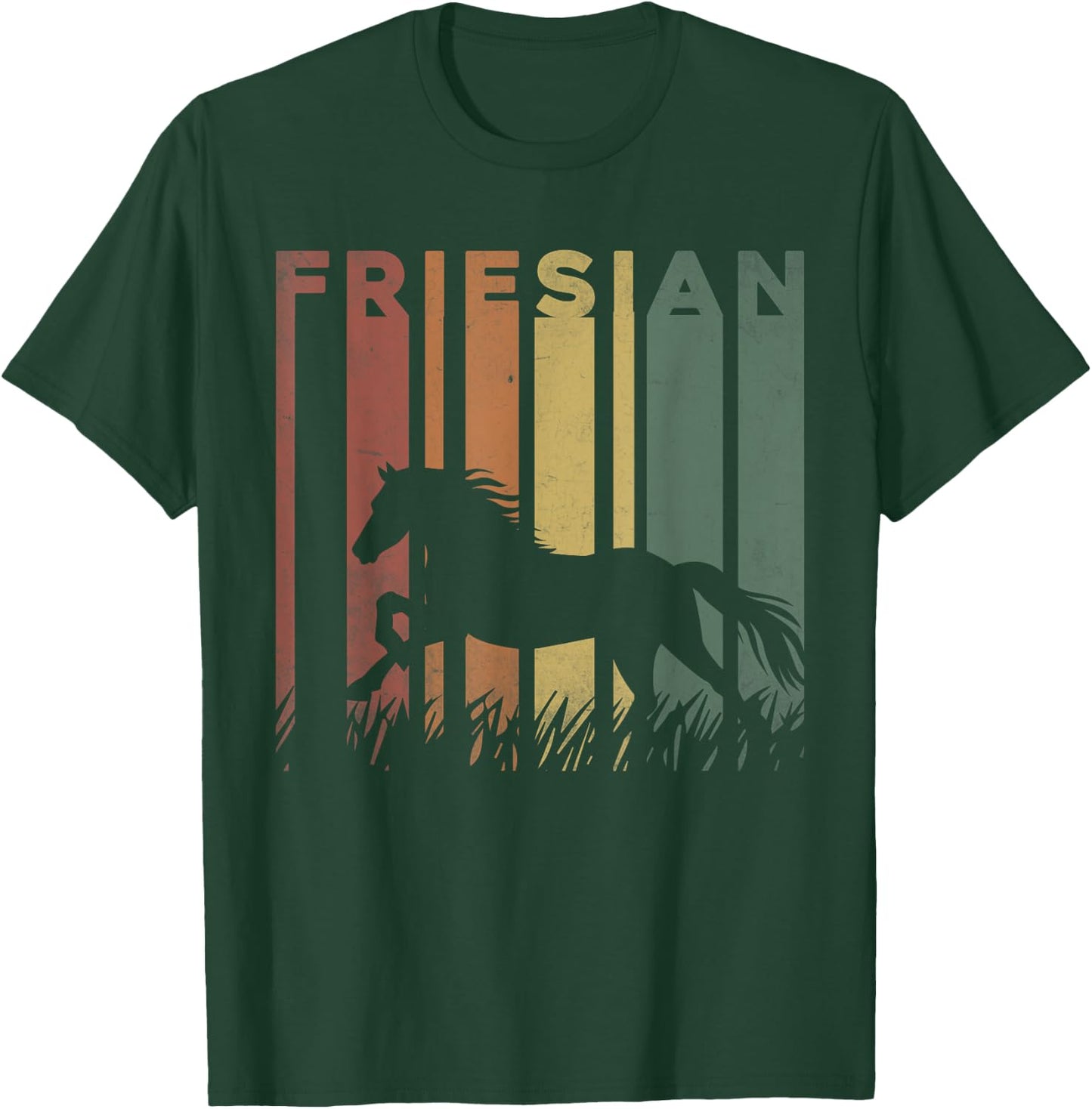 Friesian Horse Lover Retro Friesian Horse Owner Equestrian T-Shirt - T-Shirt | Forest