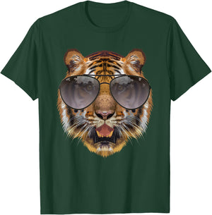 Funny Tiger Design Women Kids Cat with Glasses Lover T-Shirt - T-Shirt | Forest