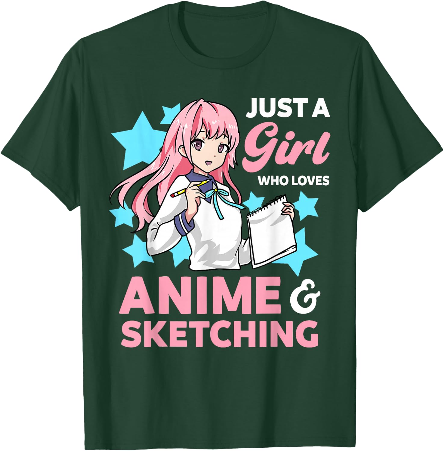 Just A Girl Who Loves Anime and Sketching Drawing Art Kawaii T-Shirt - T-Shirt | Forest